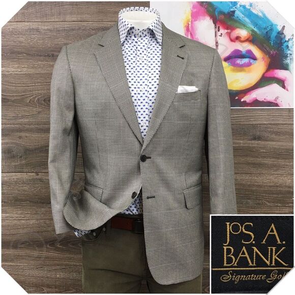 JOS A BANK Mens Blazer Sport Coat Casual‎ Jacket Size 40R Wool Silk Suit